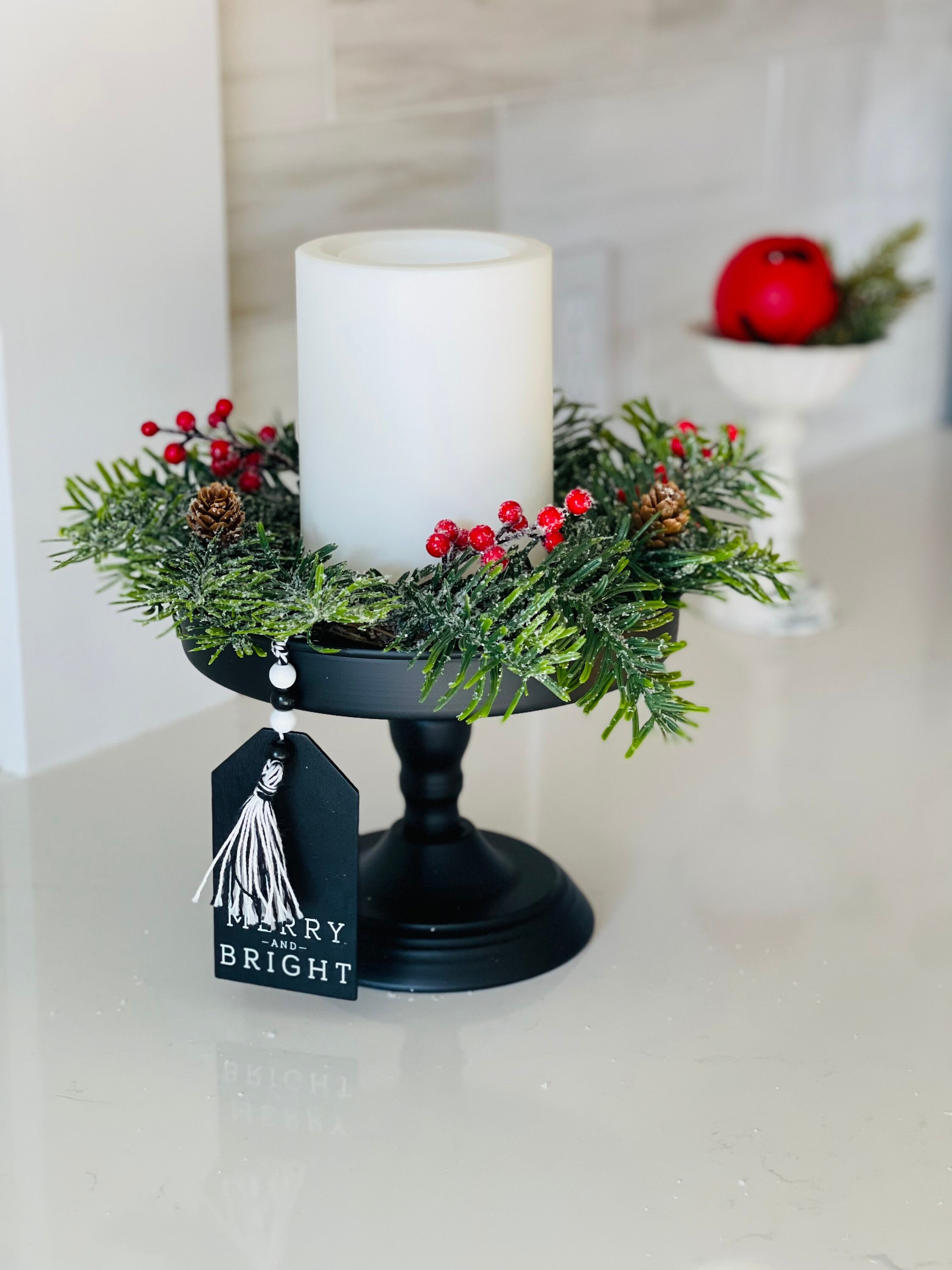 Red Candle Rings Farmhouse Christmas Candle Ring, Farmhouse Christmas Decoration, Red ...