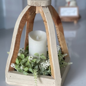 farmhouse candle ring Beautiful melody of spear shaped leaves clusters of cream berries and spires, 10-in outter 3-in inner small wreath image 8