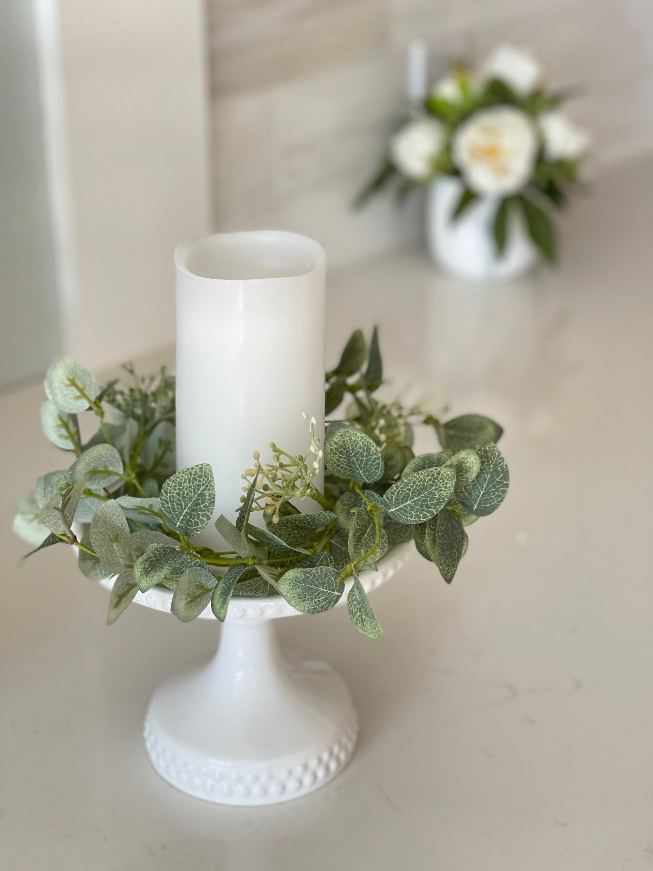 2pcs Decorative Eucalyptus Candle Wreaths Household Candle Rings For Easter Festival Decor Unique Spring Atmosphere Accessories For Home