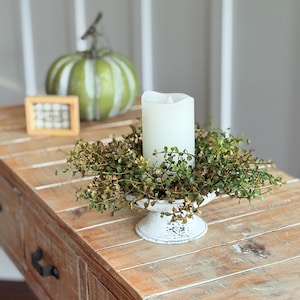 Fall Greenery Candle Ring: Farmhouse Autumn Decor, 10&quot;