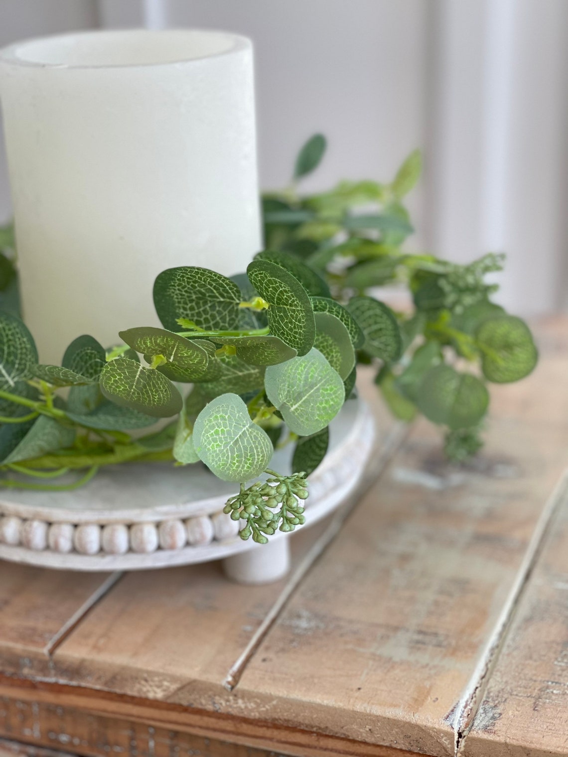 Greenery Farmhouse Candle Ring Farmhouse Everyday Decoration Etsy