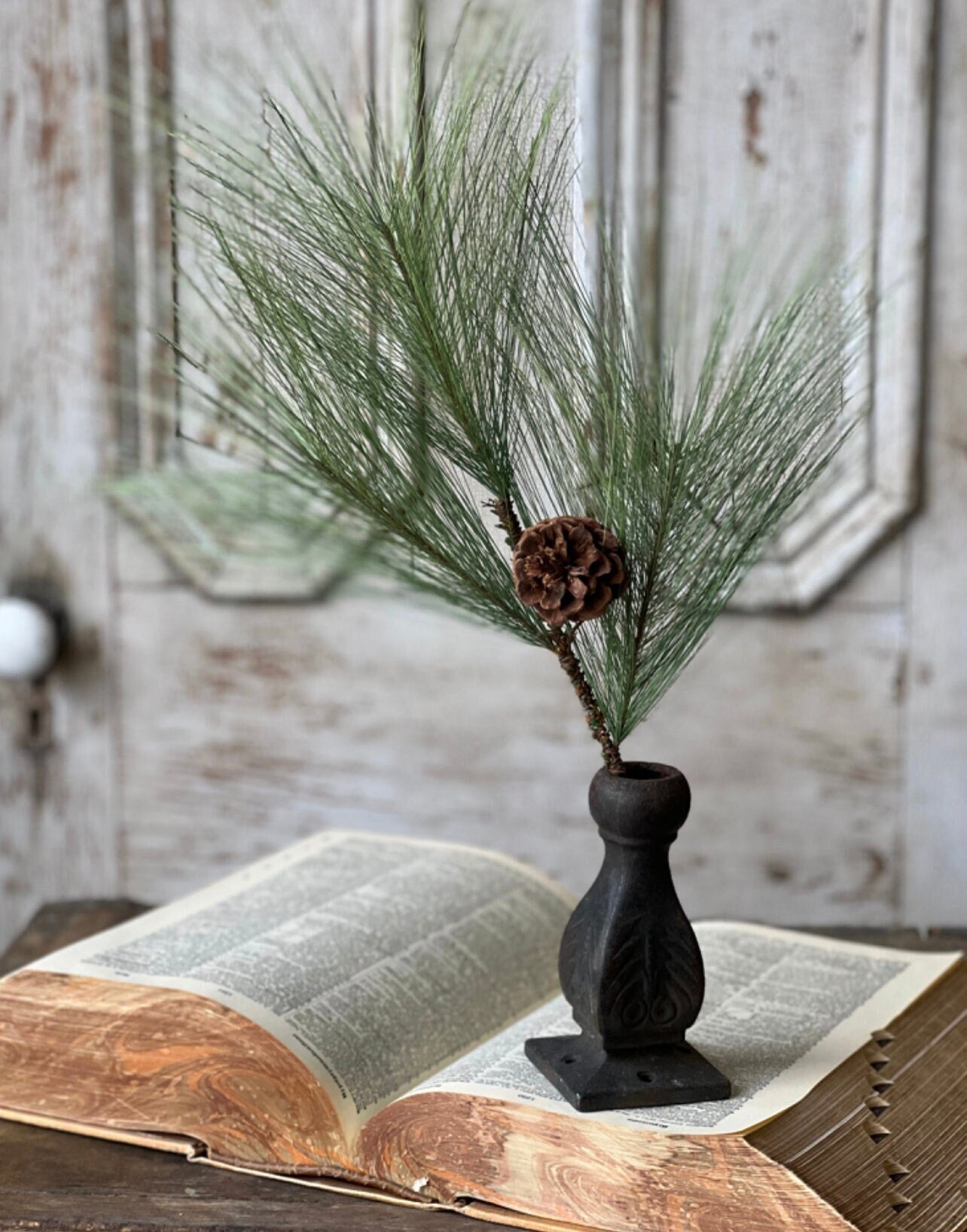 12 Long Needle Pine Half Sphere With Cones! Perfect For Christmas