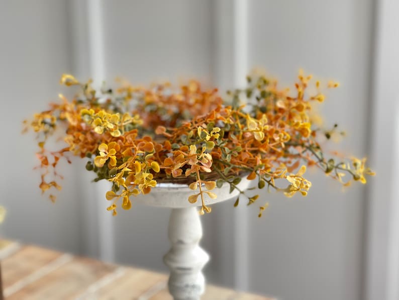 FALL NEW Candle Ring, farmhouse autumn tones of small leaf eucalyptus,boxwood greenery, autumn foliage candle rings,4.5 in/10in, image 4