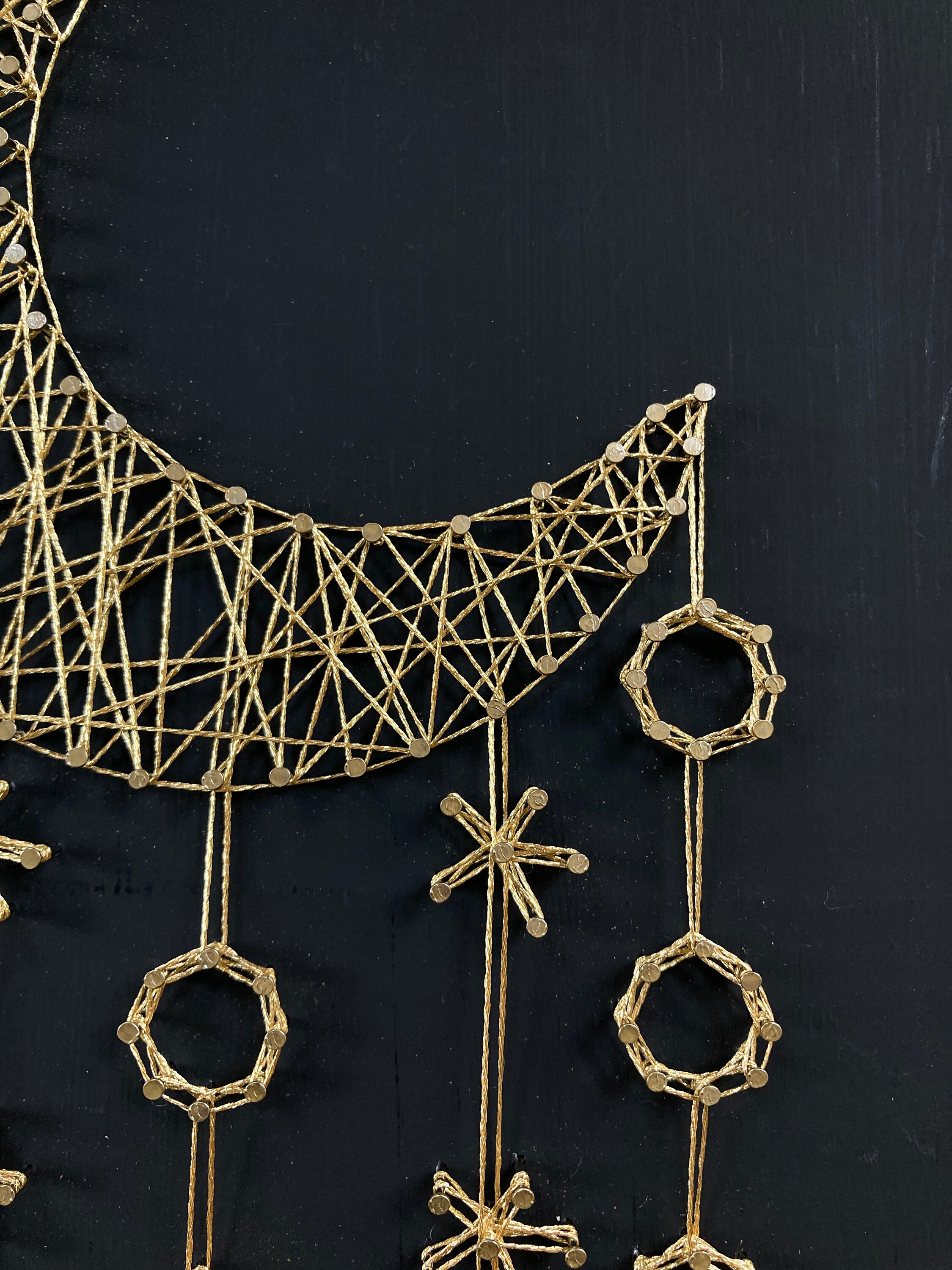 Crescent String Moon Stars Dangling String Art Minimalist Mystic New Age Art Crescent ...