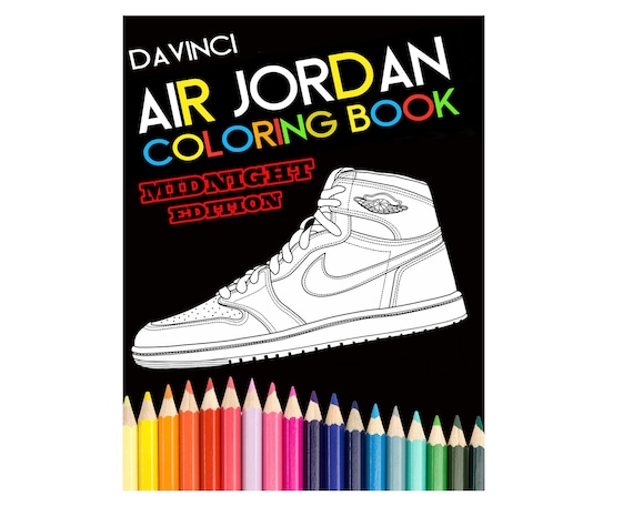 Air Jordan Coloring Book Midnight Edition Adult Coloring Etsy