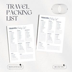 Minimalist Travel Packing List: Printable Checklist, Vacation Organizer (PDF Download)