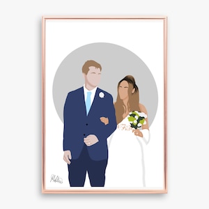 Printed Digital Cartoon Portrait, Digital Minimalist Portrait Art, Digital Faceless Portrait, Hand Drawn, Cartoon Illustration, Couple Art