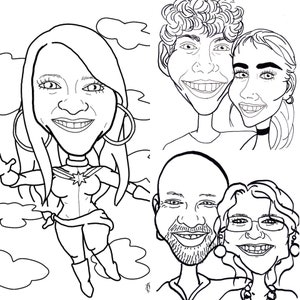 DIGITAL DOWNLOAD Black & White Custom Cartoon. Caricature Portrait. Caricature drawing Caricature Art. Custom caricature. Couples caricature