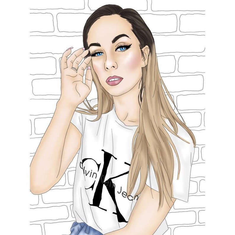 May include: A woman with long blonde hair is wearing a white t-shirt with a black "Calvin Klein" logo. She is standing in front of a white brick wall.