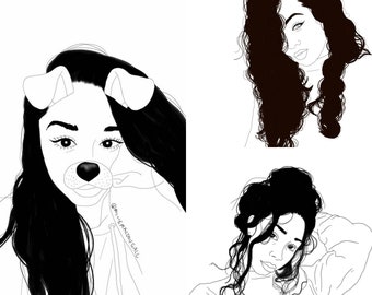 DIGITAL DOWNLOAD Black & White, Custom Cartoon, Cartoon Portrait. Digital Portrait, Digital Cartoon, Cartoon Drawing, Digital Drawing, Art