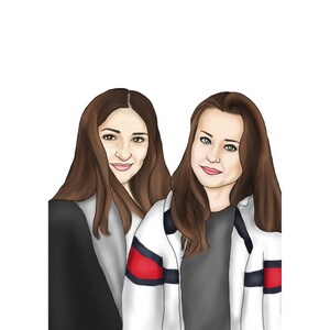 DIGITAL DOWNLOAD Colour Custom Portrait, Couple drawing, Couple Art, Cartoon Portrait, Portrait Drawing, Digital Portrait, Custom Drawing image 3