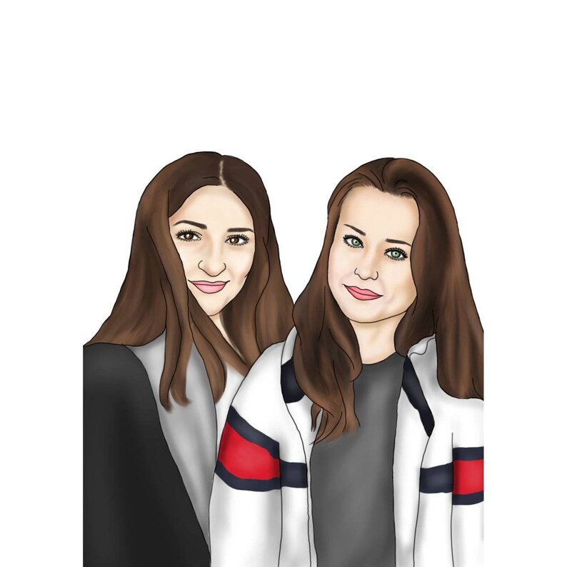 DIGITAL DOWNLOAD Colour Custom Portrait, Couple drawing, Couple Art, Cartoon Portrait, Portrait Drawing, Digital Portrait, Custom Drawing image 3