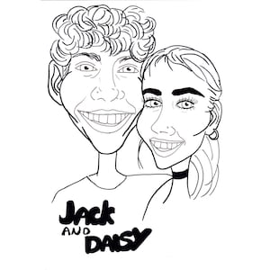 Black & White Custom Cartoon. Caricature Portrait. Caricature drawing. Caricature Art. Custom caricature. Couples caricature. Custom Drawing