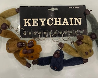 Plush Monkey Keychains Vintage Made In Taiwan Lot Of 12 Assorted Colors