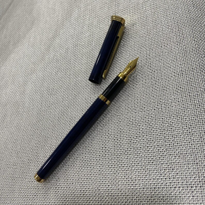 Vintage Fountain Pen Blue With Gold Accent Iridium Point W-Germany Taiwan Made image 4