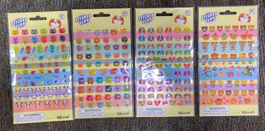 Epoxy Stickers Lot of 4 Packs Vintage 2011 Toysmith Sticker Club Animal ...