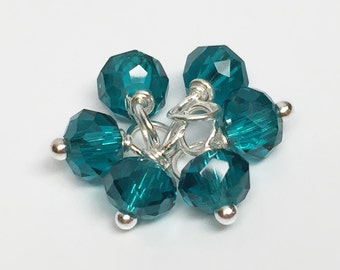 Crystal dangles, 6mm Peacock Blue dangles, crystal dangle beads, blue dangle beads, dangle beads, dangle charm, bead dangles, charms, 10pcs