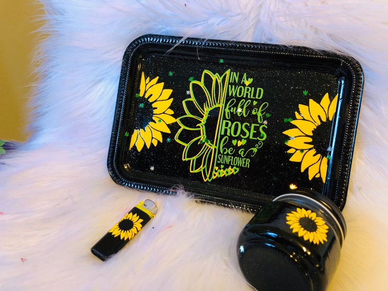 Sunflowers Rolling Tray Medical Tray makeup tray set of 3. Etsy