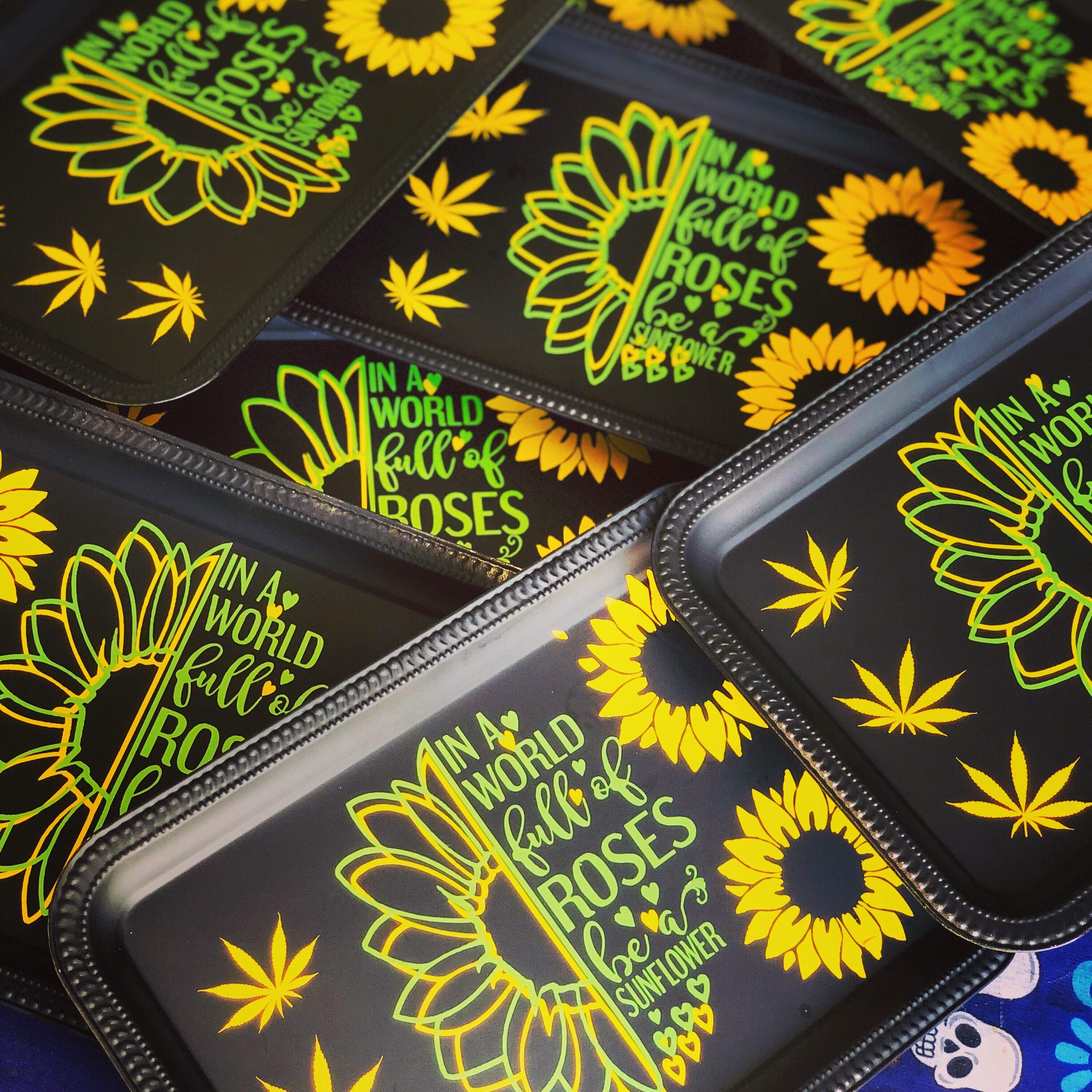 Sunflowers Rolling Tray Medical Tray set of 3 Tray jar Etsy
