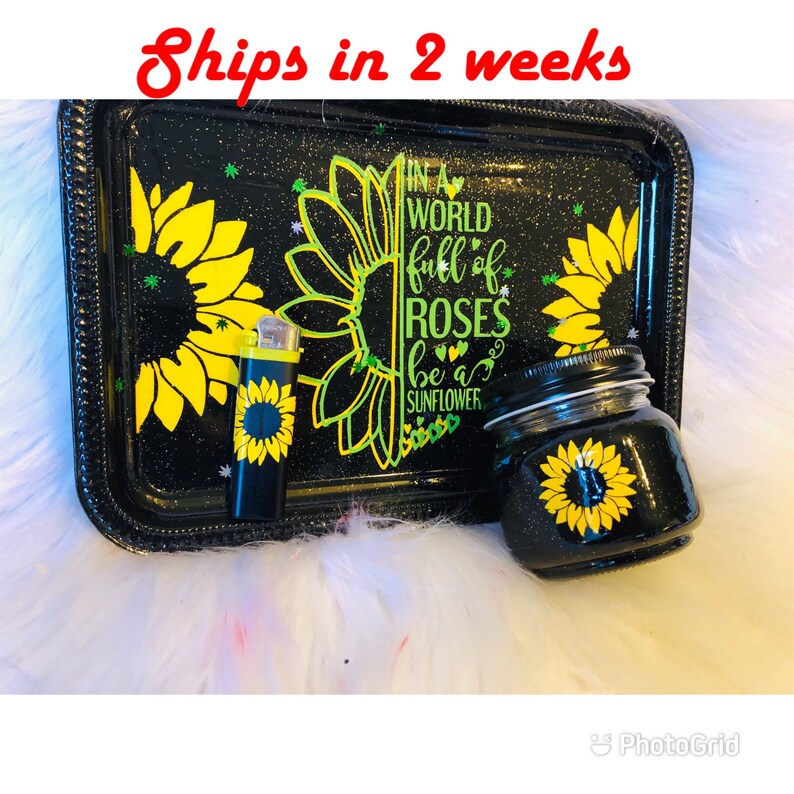 Sunflowers Rolling Tray Medical Tray makeup tray set of 3. Etsy