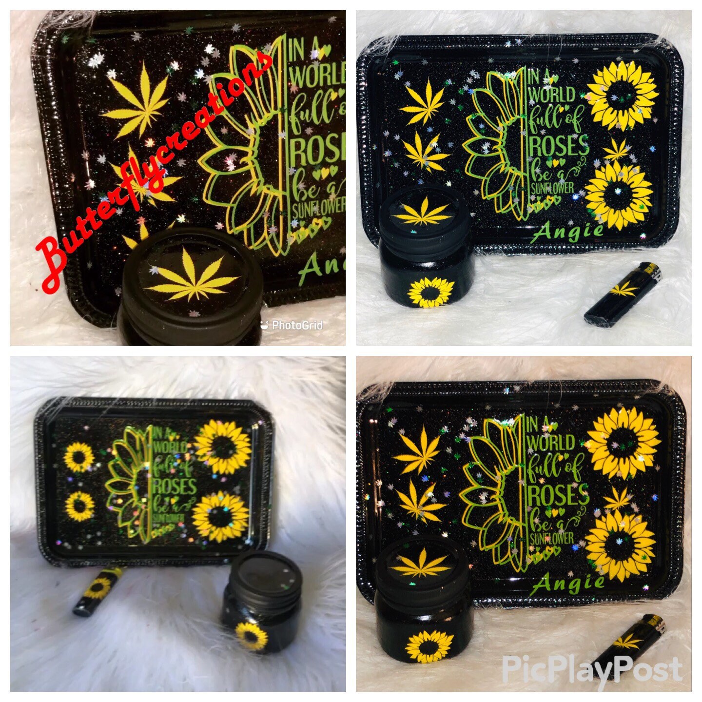 Sunflowers Rolling Tray Medical Tray set of 3 Tray jar Etsy