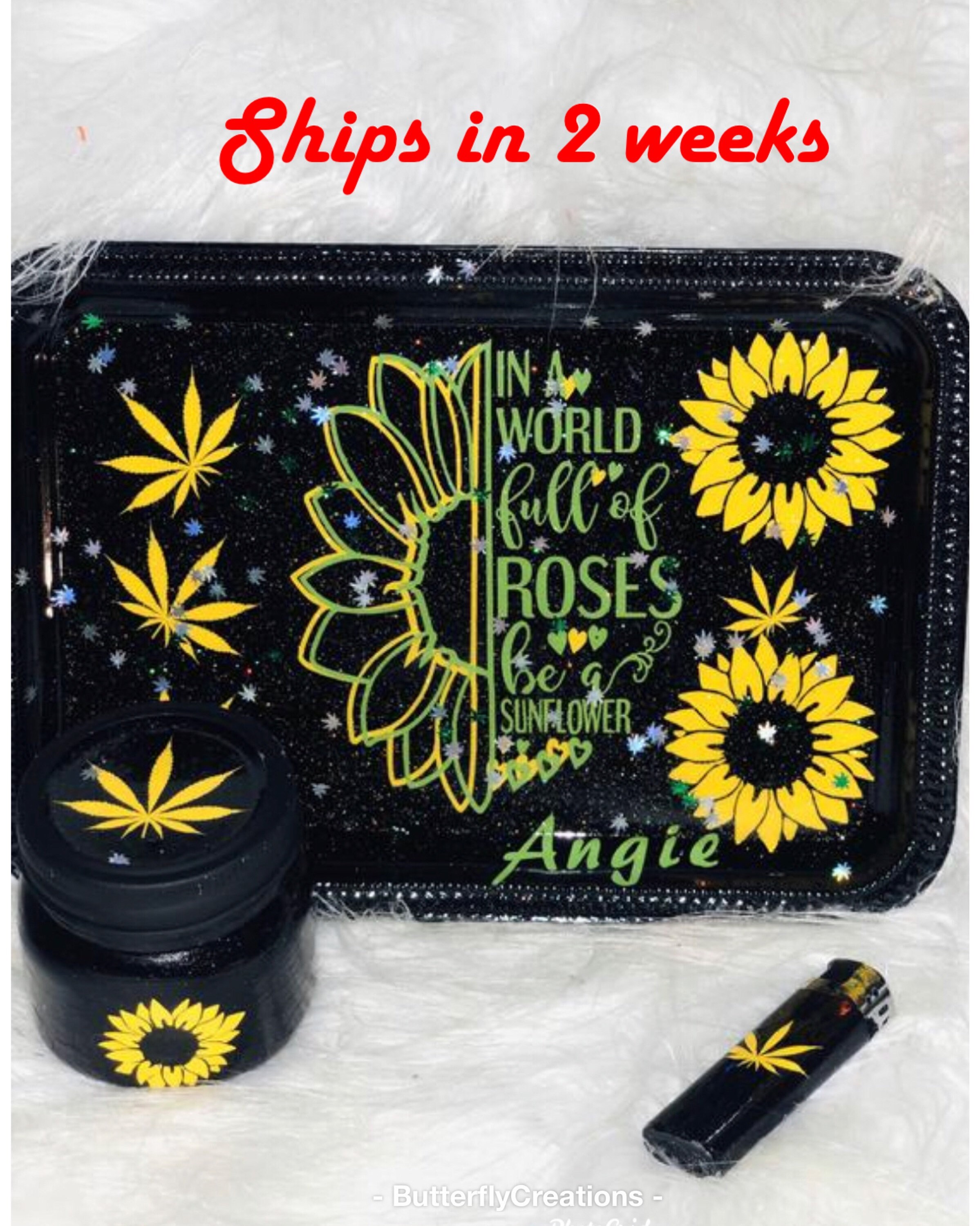 Sunflowers Rolling Tray Medical Tray set of 3 Tray jar Etsy