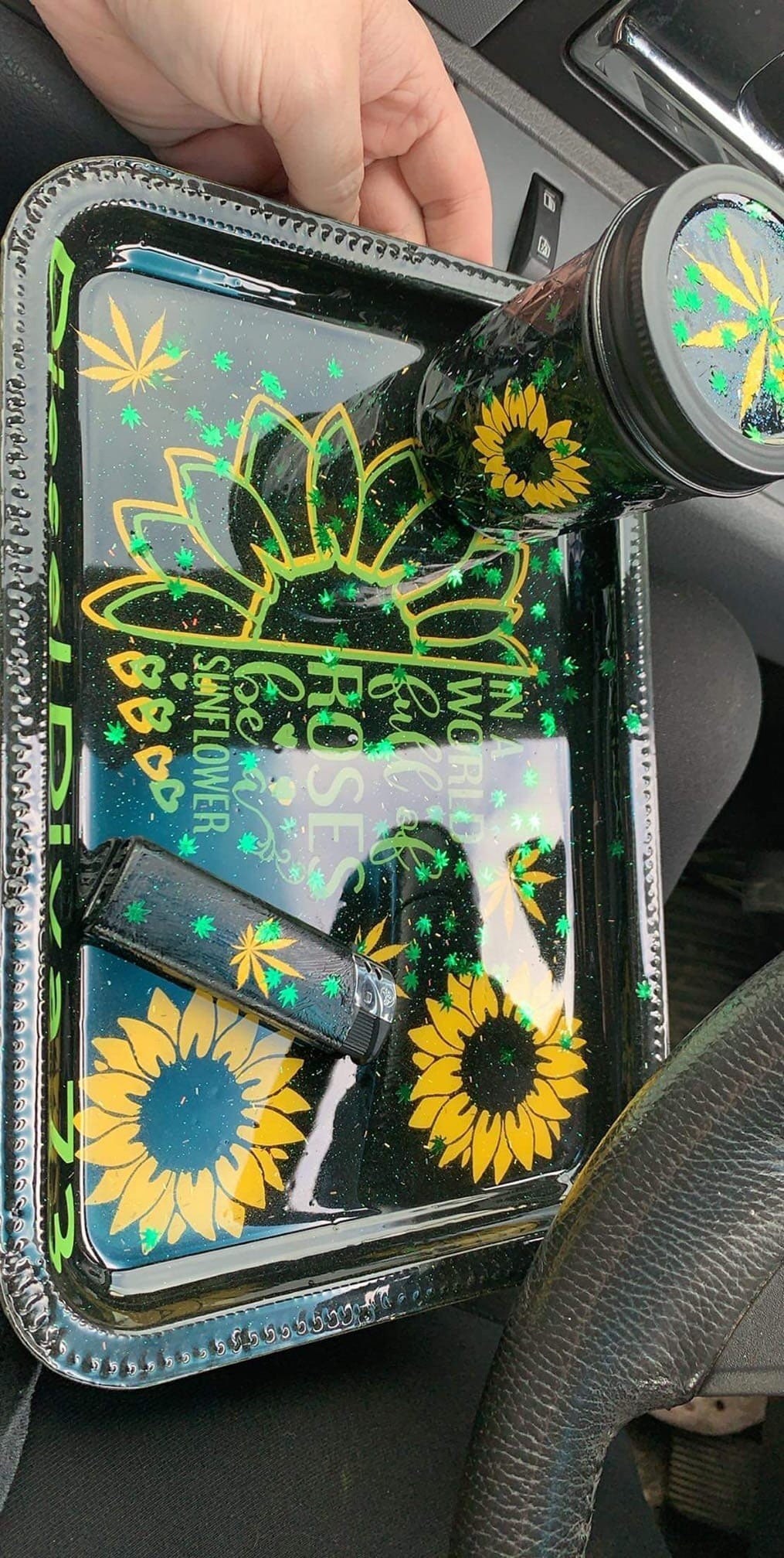 Sunflowers Rolling Tray Medical Tray set of 3 Tray jar Etsy