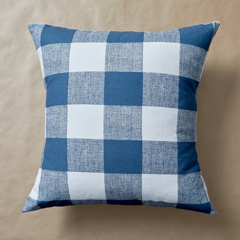 Navy Blue Buffalo Check Throw Pillows Buffalo Plaid Navy Blue Etsy