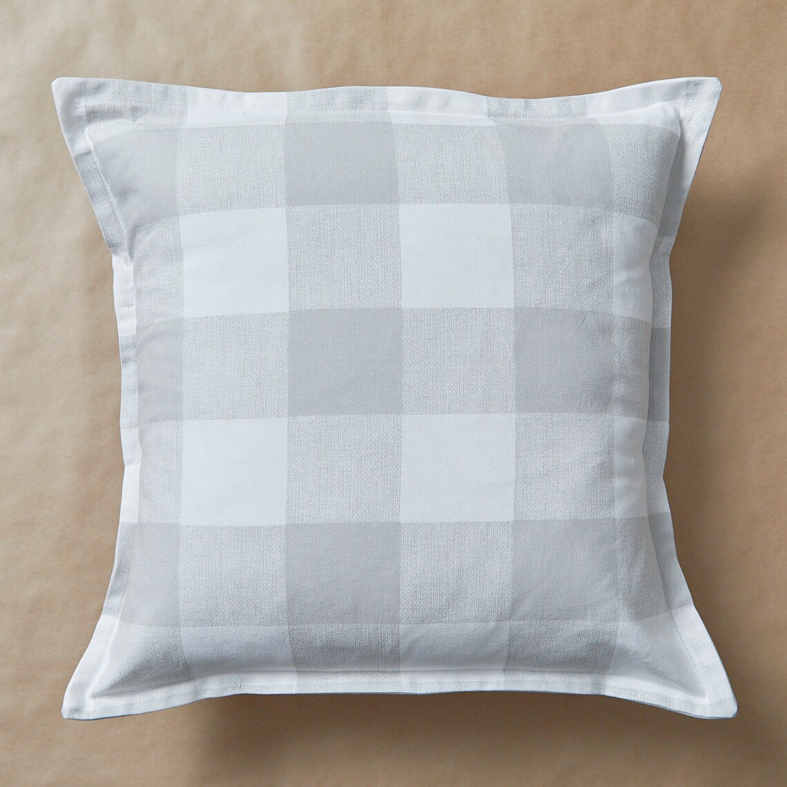 Gray Buffalo Check Pillow Cover Flat Ruffle Farmhouse Pillow Etsy