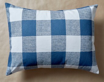 Blue and White Buffalo Plaid Pillow Cover, Navy and White Buffalo Check, Navy Lumbar, Modern Farmhouse Throw Pillow