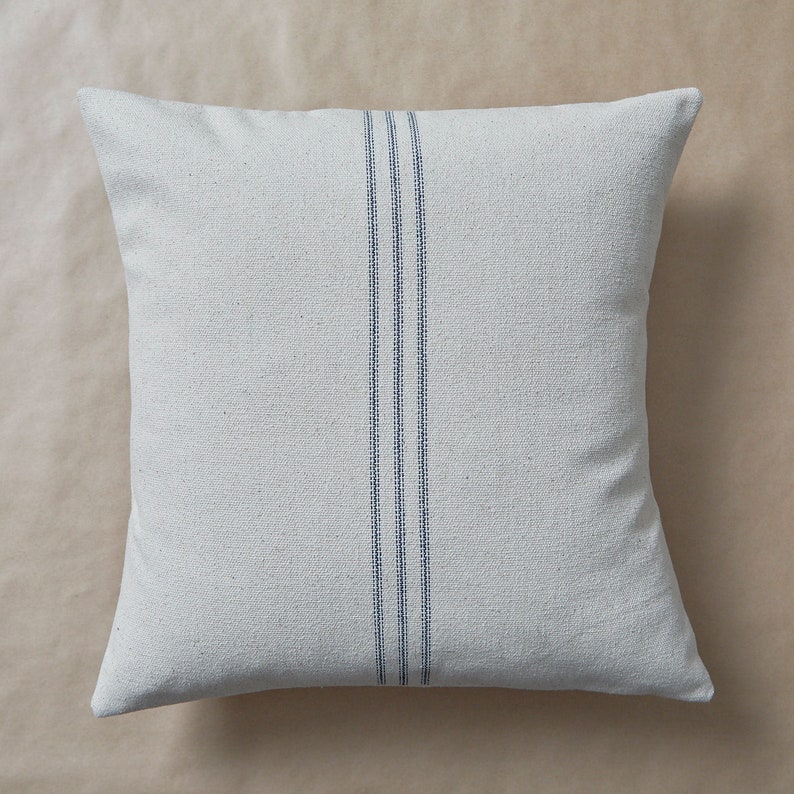 Blue Grain Sack Pillow Cover Farmhouse Pillow Cover Etsy