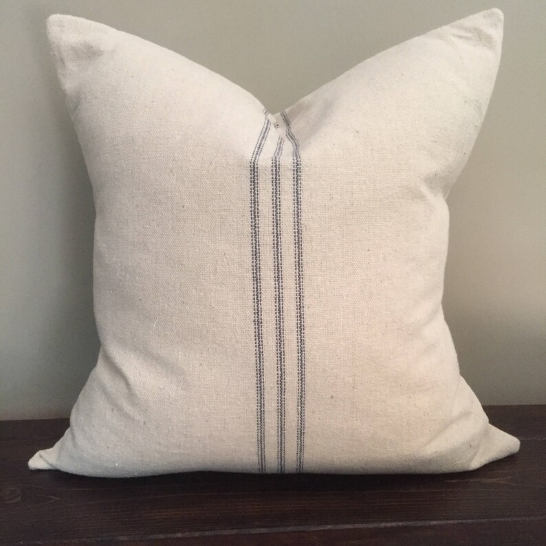 Blue Grain Sack Pillow Cover Farmhouse Pillow Cover Etsy