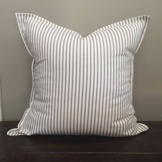 Gray Ticking Stripe Pillow Cover Classic Ticking Stripe Pillow Shams