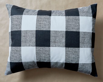 Black and White Buffalo Plaid Pillow Cover, Buffalo Check, Buffalo Plaid Lumbar, Modern Farmhouse Throw Pillows