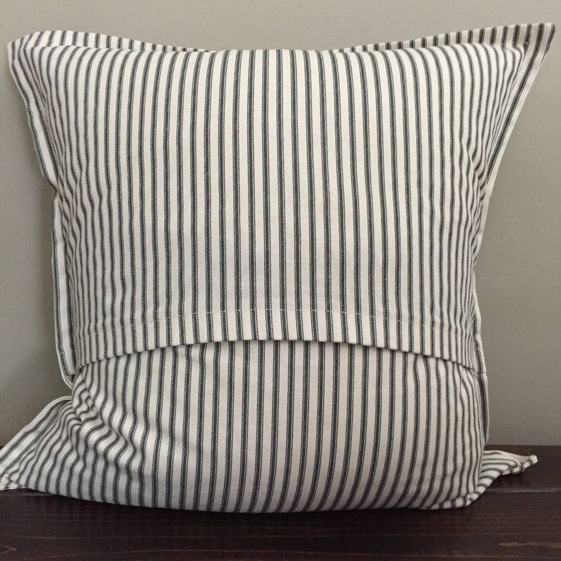 Modern Farmhouse Throw Pillow Set of 2 Black Ticking Stripe Etsy