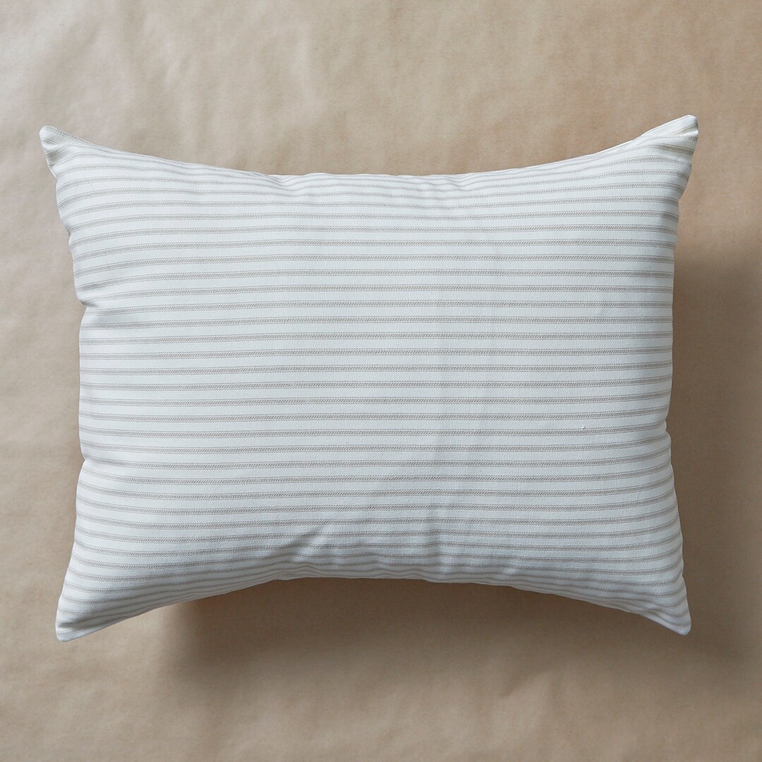 Ticking Stripe Farmhouse Pillow Cover, Beige Stripe Pillow, Modern