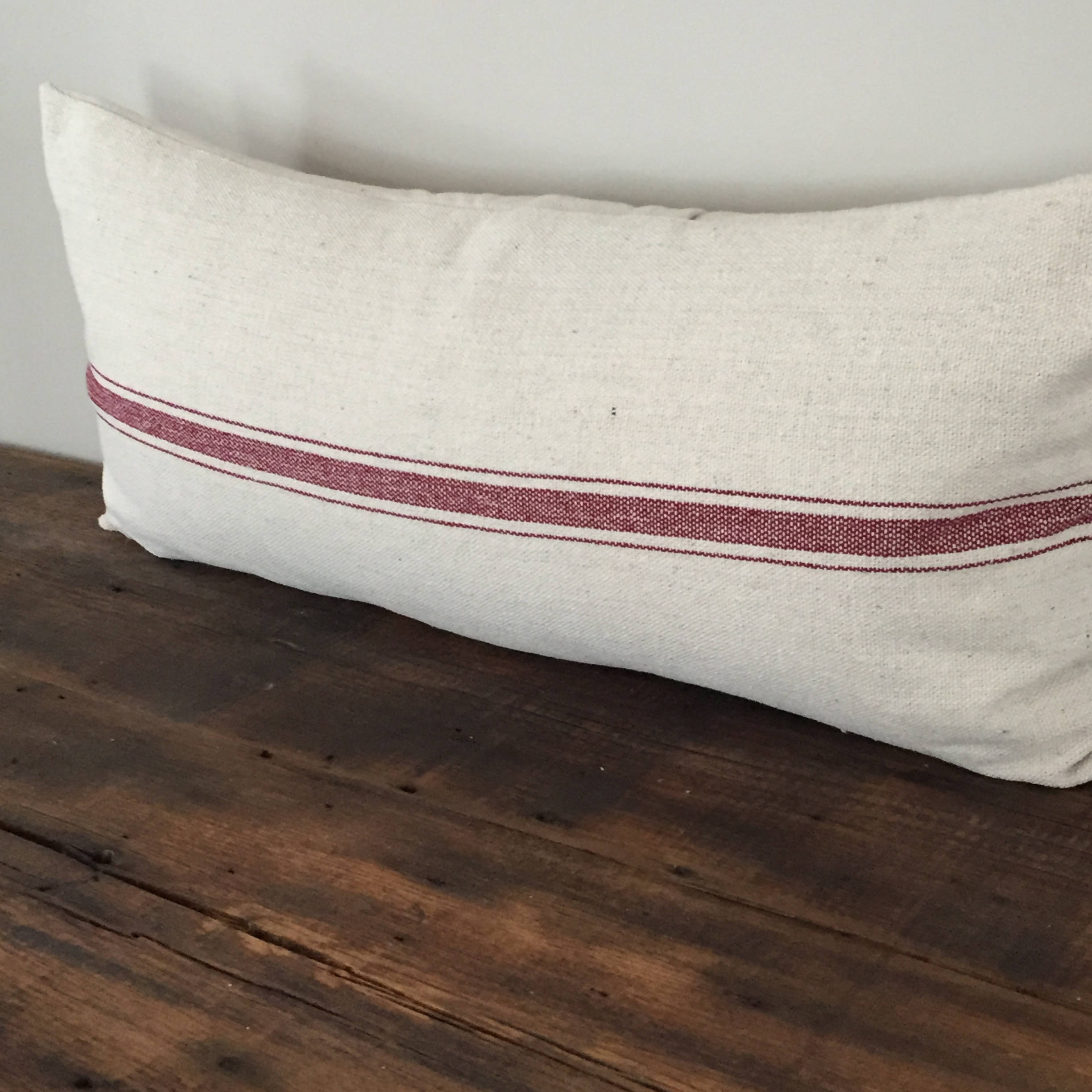 Grain Sack Pillow/Red StripesFarmhouse PillowLong Lumbar Etsy