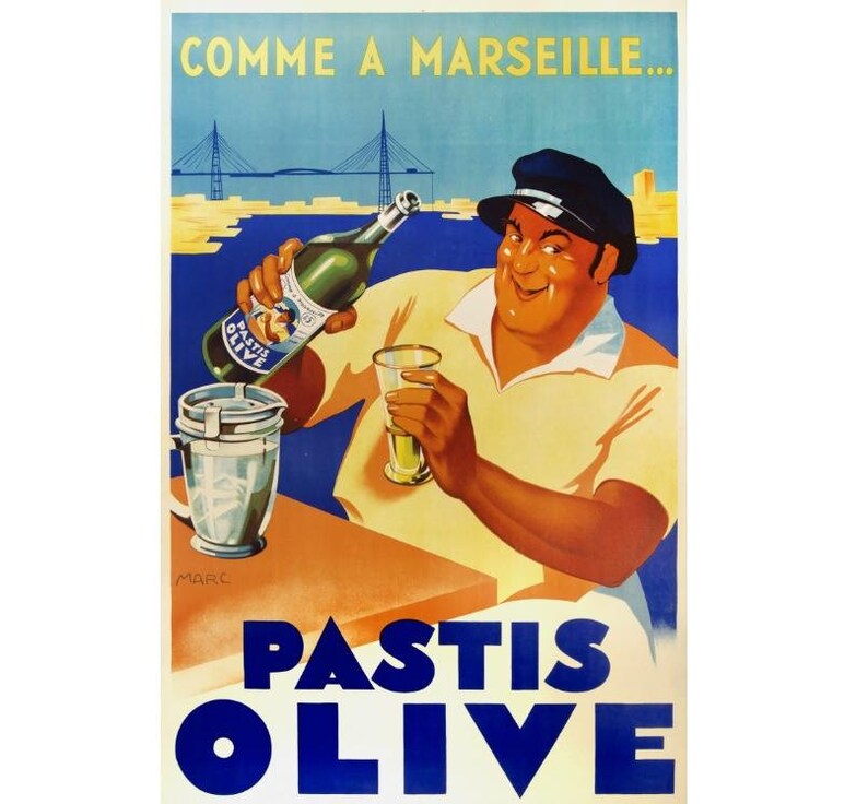 Pastis Olive Comme A Marseille Vintage Canvas Poster Gallery Wrapped