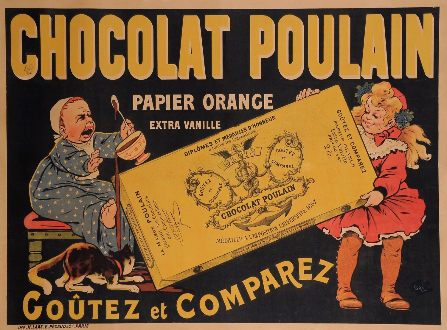 Chocolat Poulain 1904 Vintage Poster French Canvas Art Print Etsy