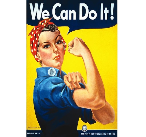 We Can Do It Rosie The Riveter Vintage Canvas Feminism Poster Etsy
