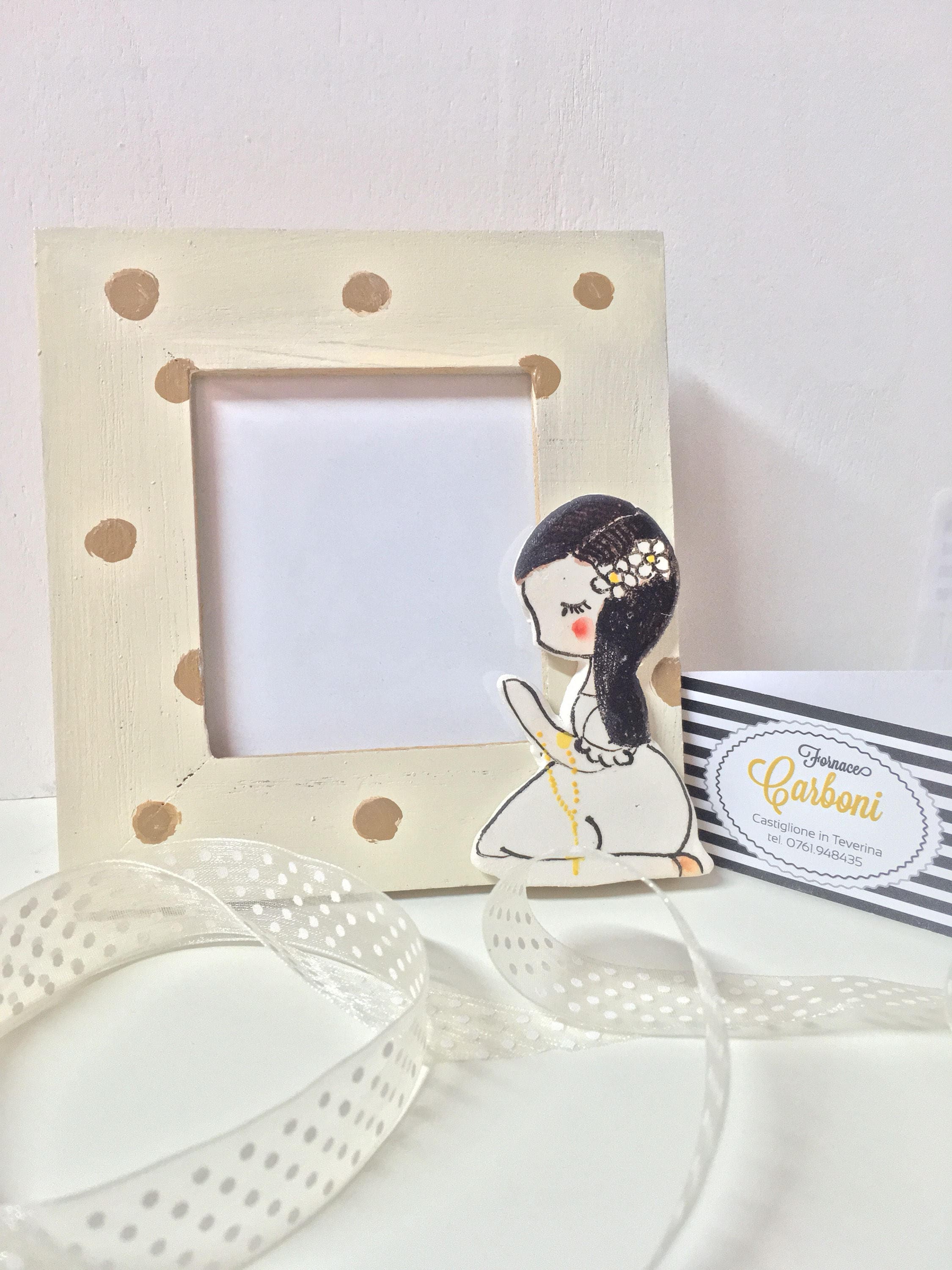 Wooden Photo Frame And Ceramic Favor Communion Confirmation