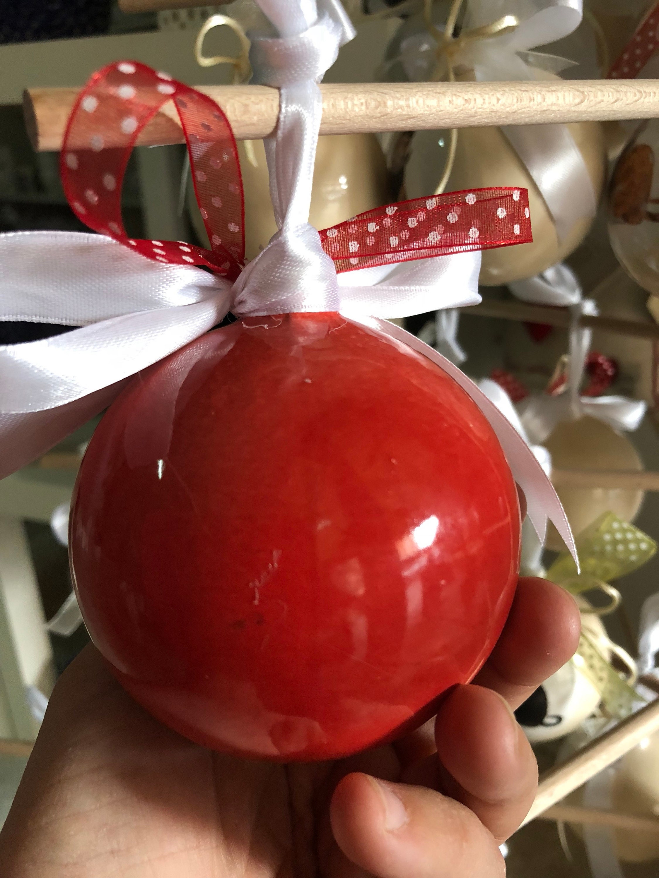 Ball red ceramic ball gift idea Christmas tree ornament Etsy