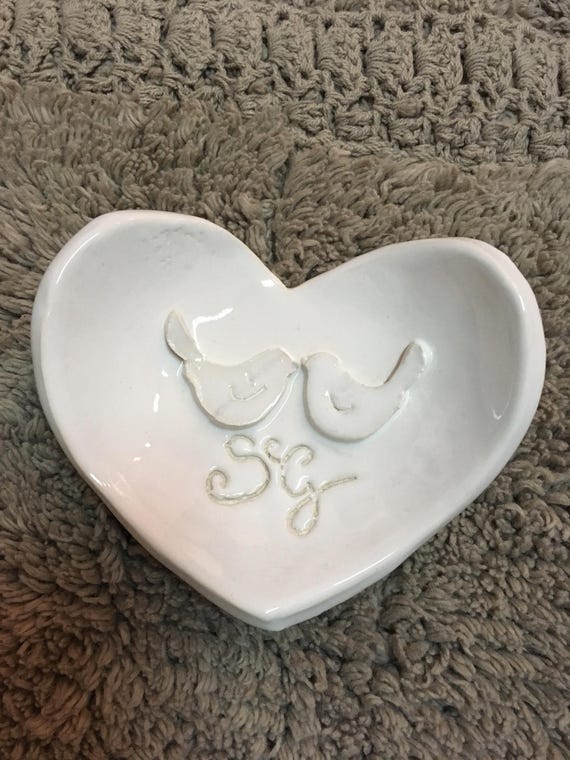 Heart wedding favor Bird in ceramic, original, custom, handmade in Italy.