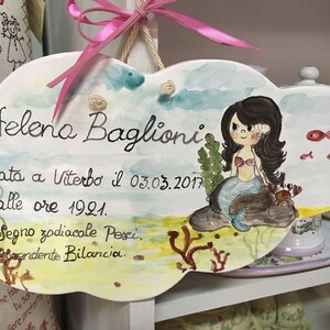 Nuvola di Ceramica , Regalo Nascita, Battesimo con nome e segno zodiacale!