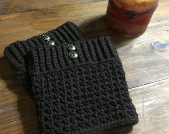 Crochet Ribbed Boot Cuffs - Boot Liners - Dark Brown/Coffee/Chocolate