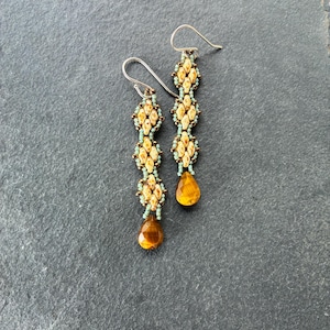 Tigers&#39;s Eye Earrings, Beaded Tiger Eye Jewelry, Nature Inspired Jewelry, Earth Tone Earrings
