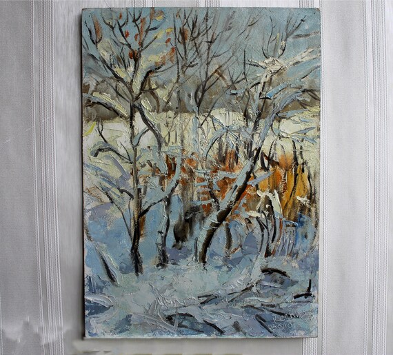Winter Tree Landscape Original Oil Painting Wall Art Gift Etsy Winter Tree Landscape Original Oil Painting Wall Art Gift Etsy
