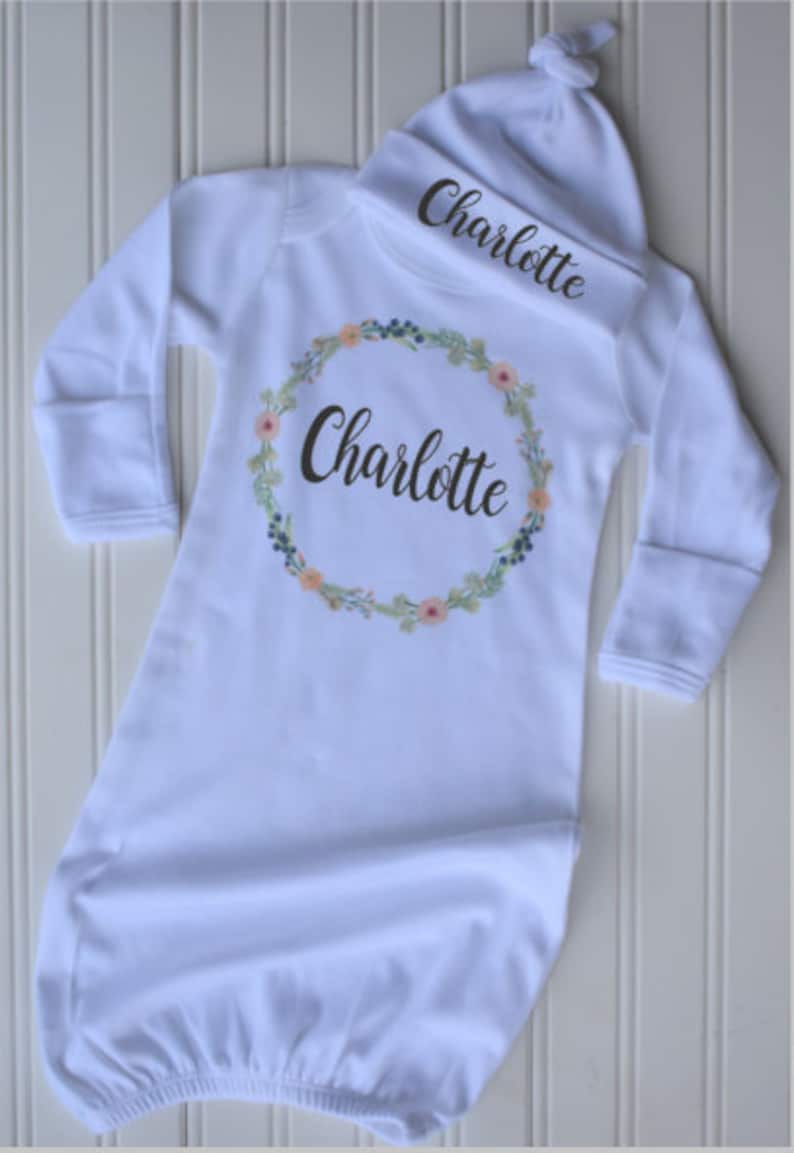 Customized Baby Gown Baby shower gift Baby Gown coming home outfit Custom baby gift Personalized Baby Gown Baby Floral Gown