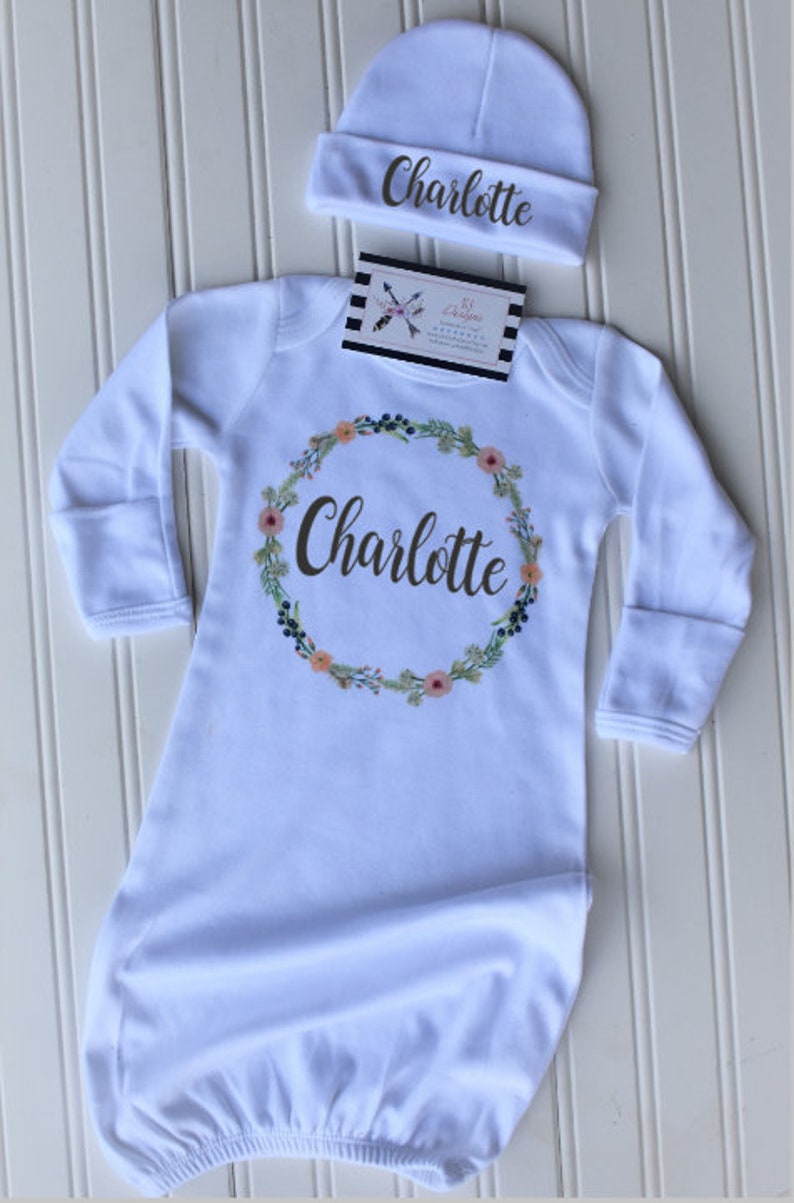 Customized Baby Gown Baby shower gift Baby Gown coming home outfit Custom baby gift Personalized Baby Gown Baby Floral Gown