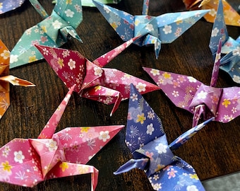 50 Origami Mini Cranes - Floral